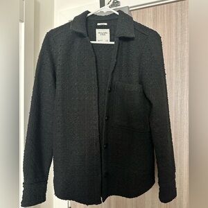 Abercrombie & Fitch Black Oversized Tweed Button Up Shirt